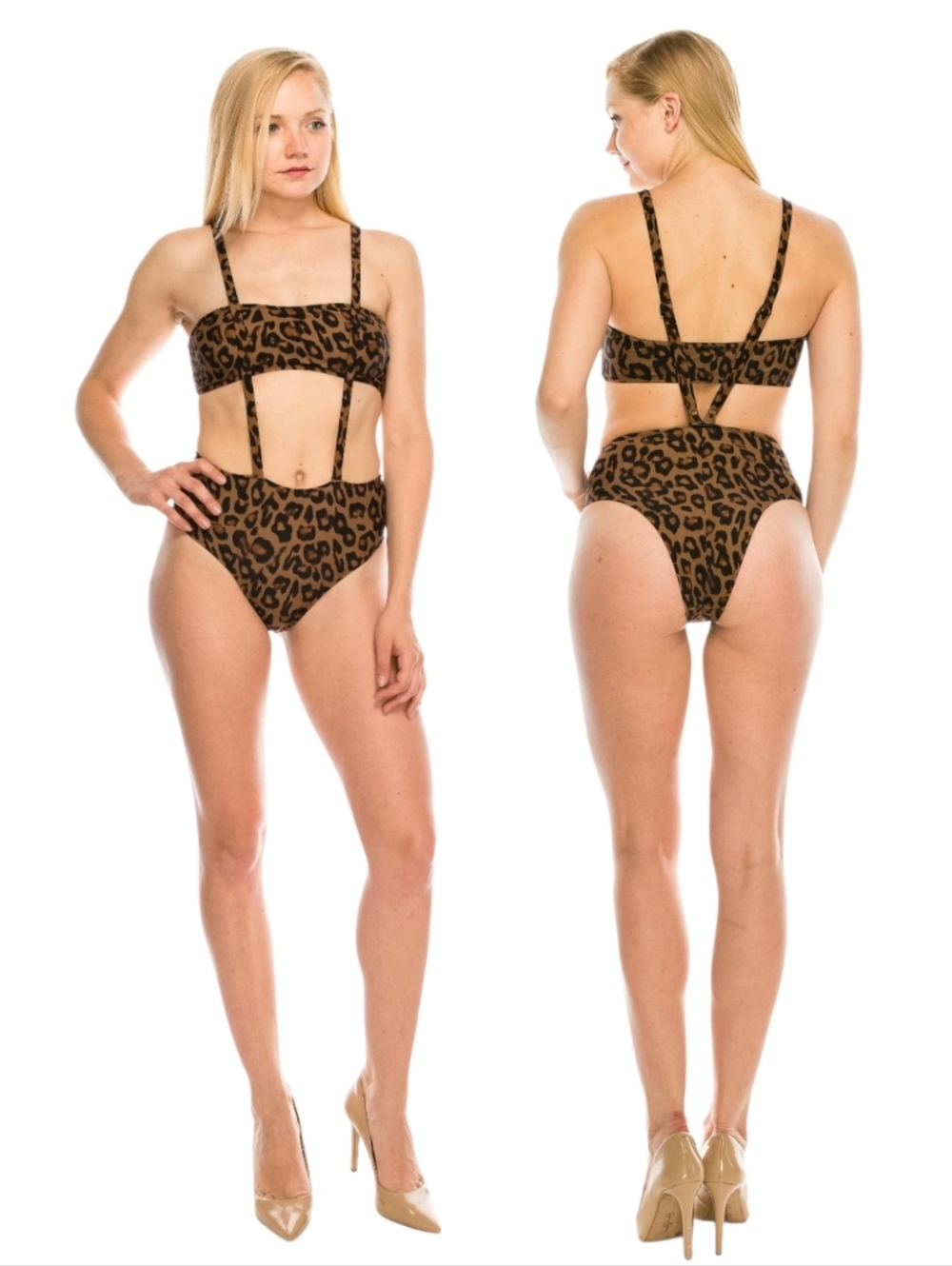 KENDALL +KYLIE Leopard Print Bikini Swimsuit sz M